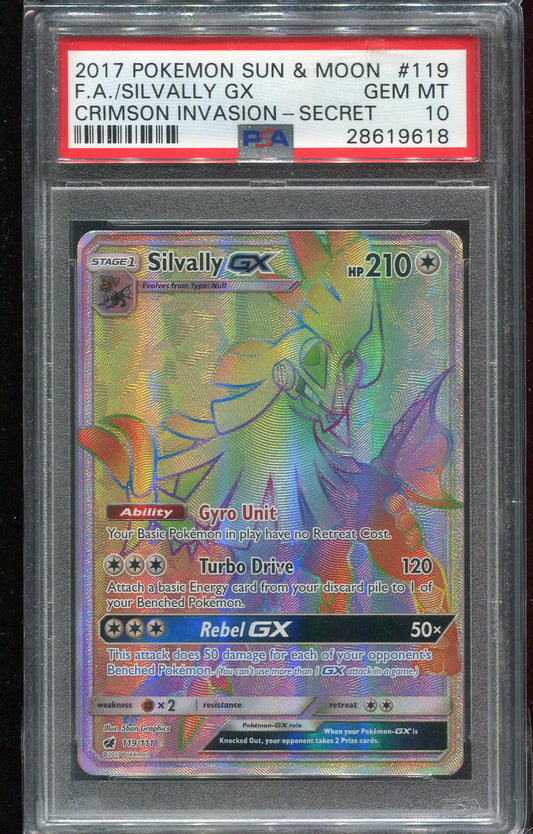 PSA 10 Silvally GX 119/111 Crimson Invasion Secret Rare