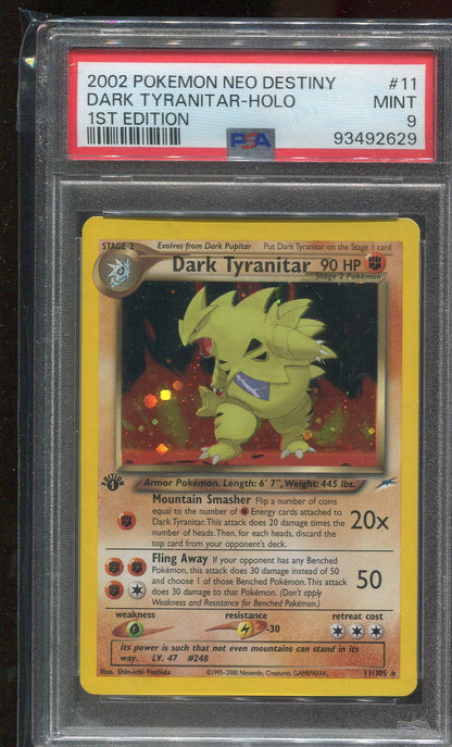 PSA 9 Dark Tyranitar 11/105 Neo Destiny 1st Edition Holo