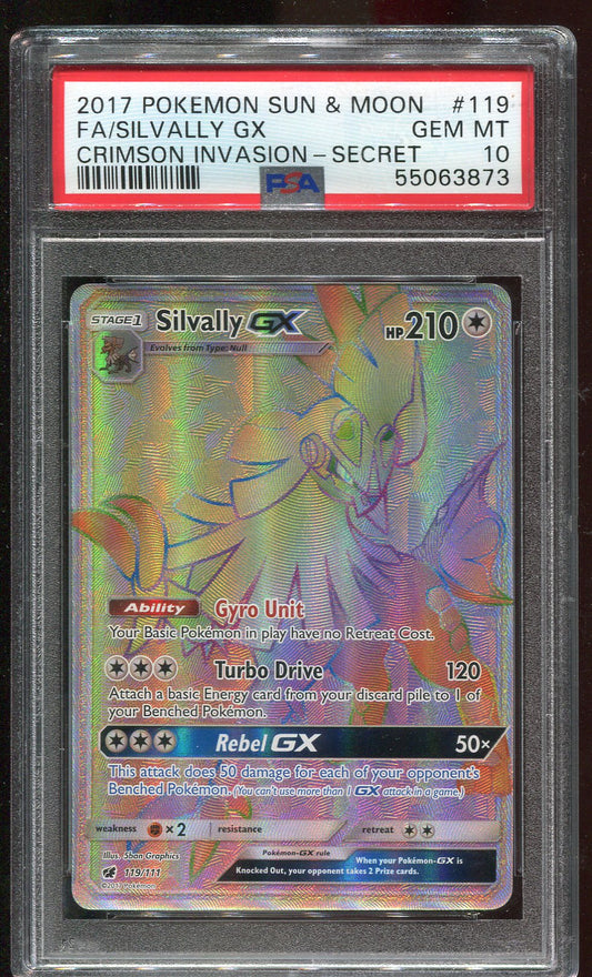 PSA 10 Silvally GX 119/111 Crimson Invasion Secret Rare