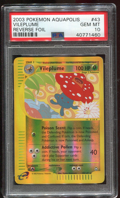 PSA 10 Vileplume 43/147 Aquapolis Reverse Holo