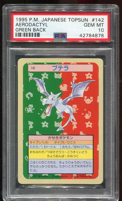 PSA 10 Aerodactyl #142 JAPANESE Topsun Green Back
