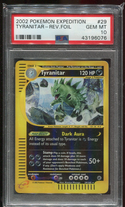 PSA 10 Tyranitar 29/165 Expedition Reverse Holo