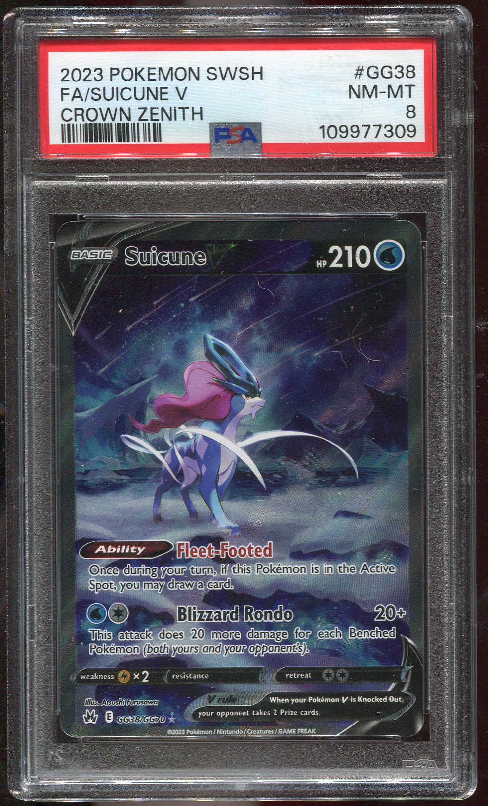 PSA 8 Suicune V GG38/GG70 Crown Zenith Full Art