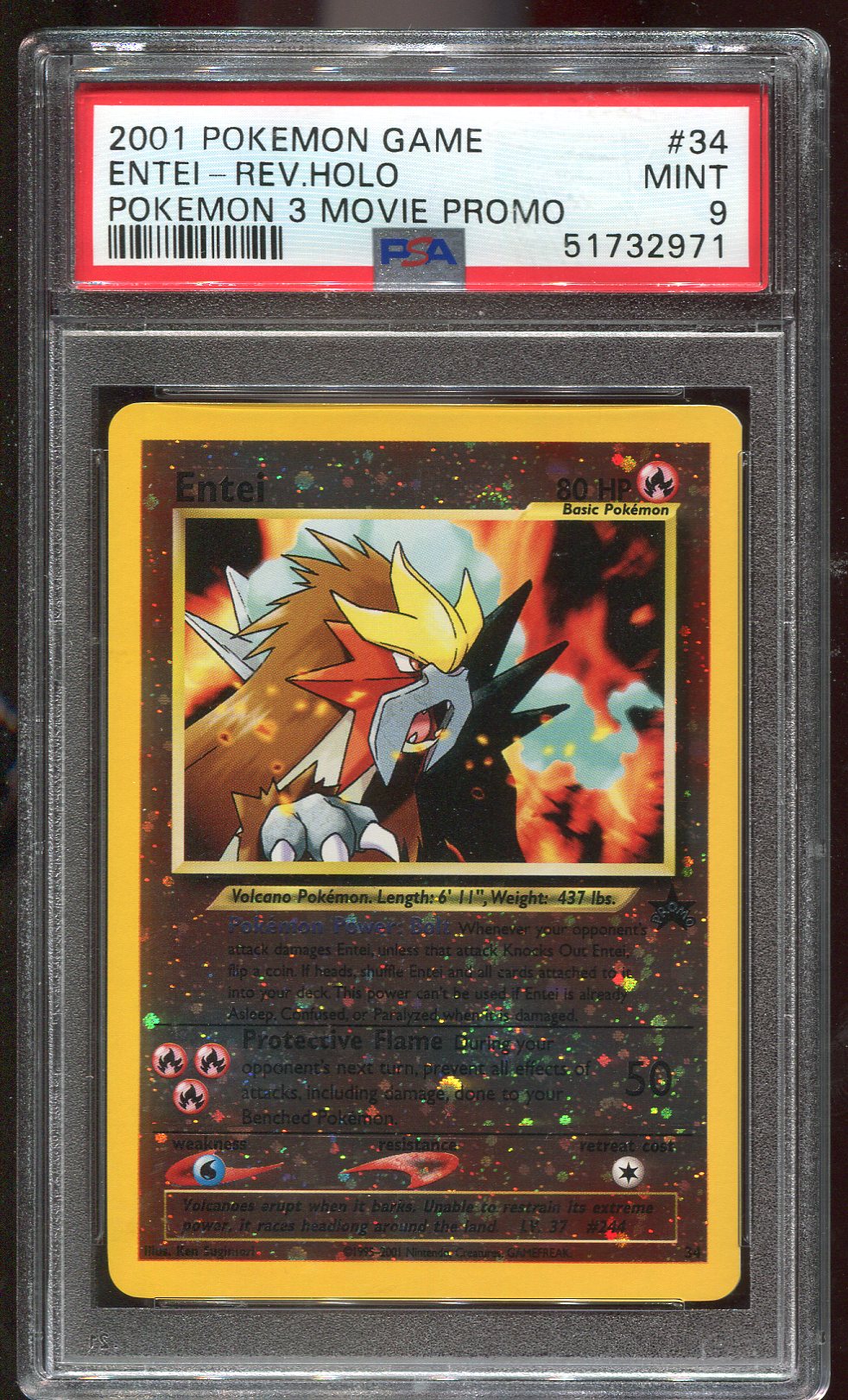 PSA 9 Entei 34 Pokemon 3 Movie Promo Reverse Holo