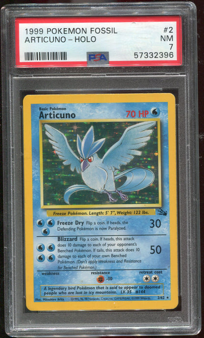 PSA 7 Articuno 2/62 Fossil Holo