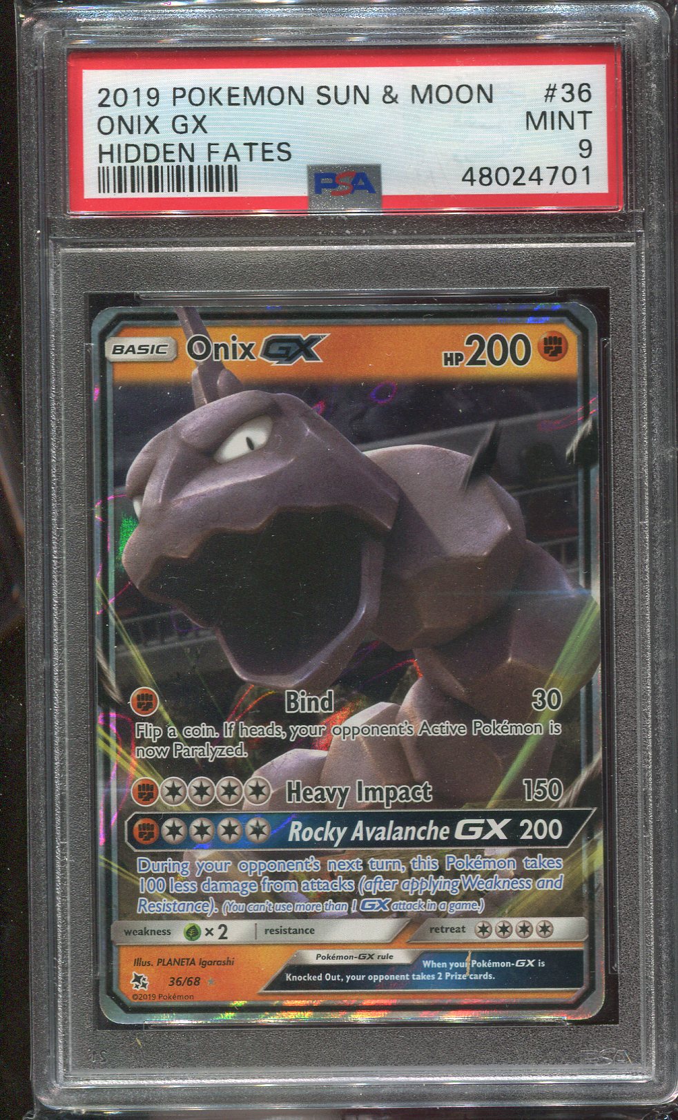 PSA 9 Onix GX 36/68 Hidden Fates 701