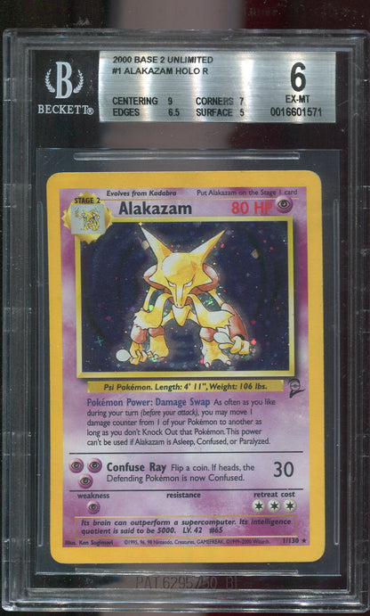 BGS 6 Alakazam 1/130 Base Set 2 Holo
