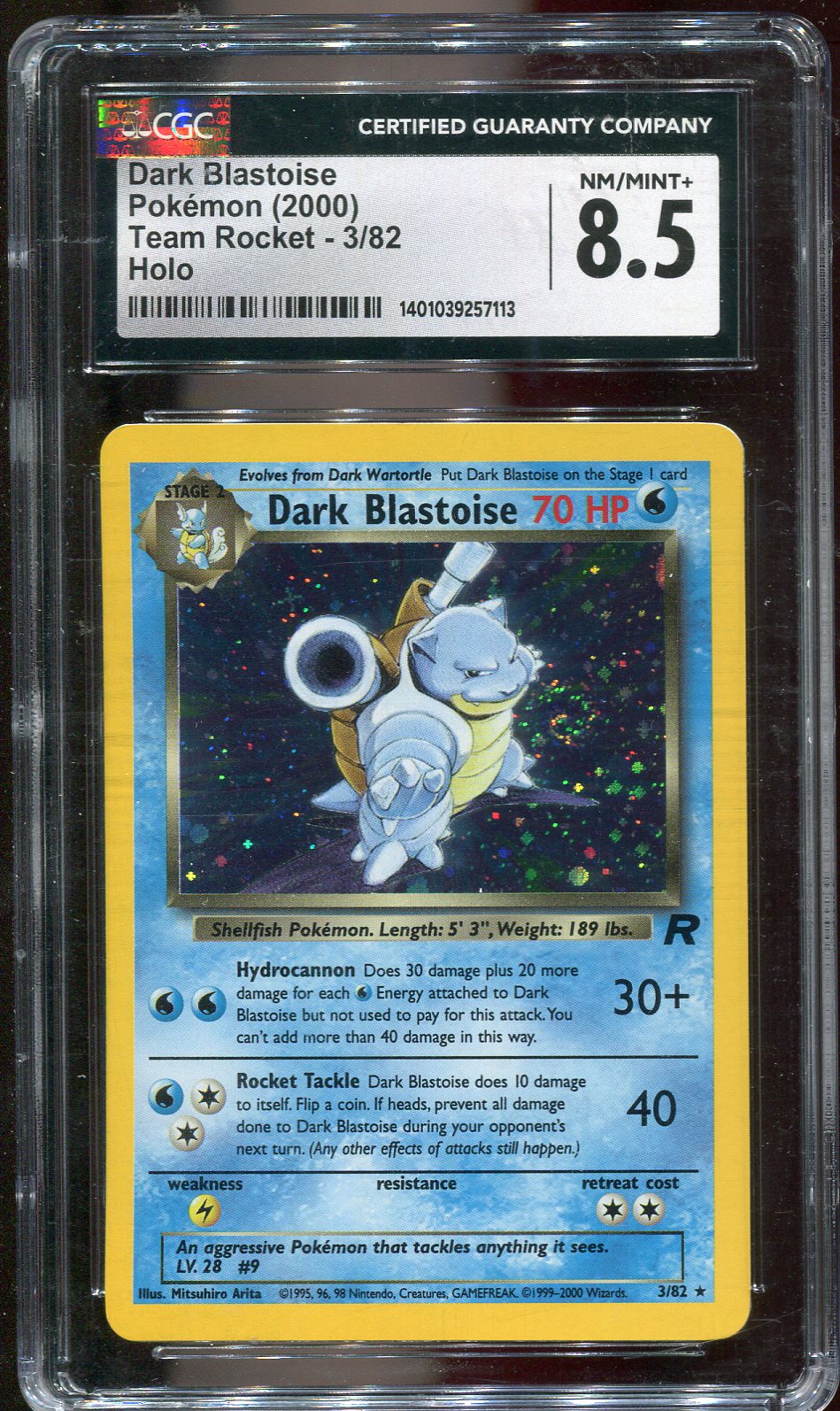 CGC 8.5 Dark Blastoise 3/82 Team Rocket (slight scratches on slab)