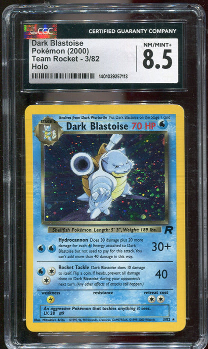 CGC 8.5 Dark Blastoise 3/82 Team Rocket (slight scratches on slab)
