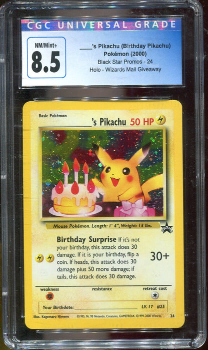CGC 8.5 ____'s Pikachu 24 Black Star Promo Holo (scratches on slab)