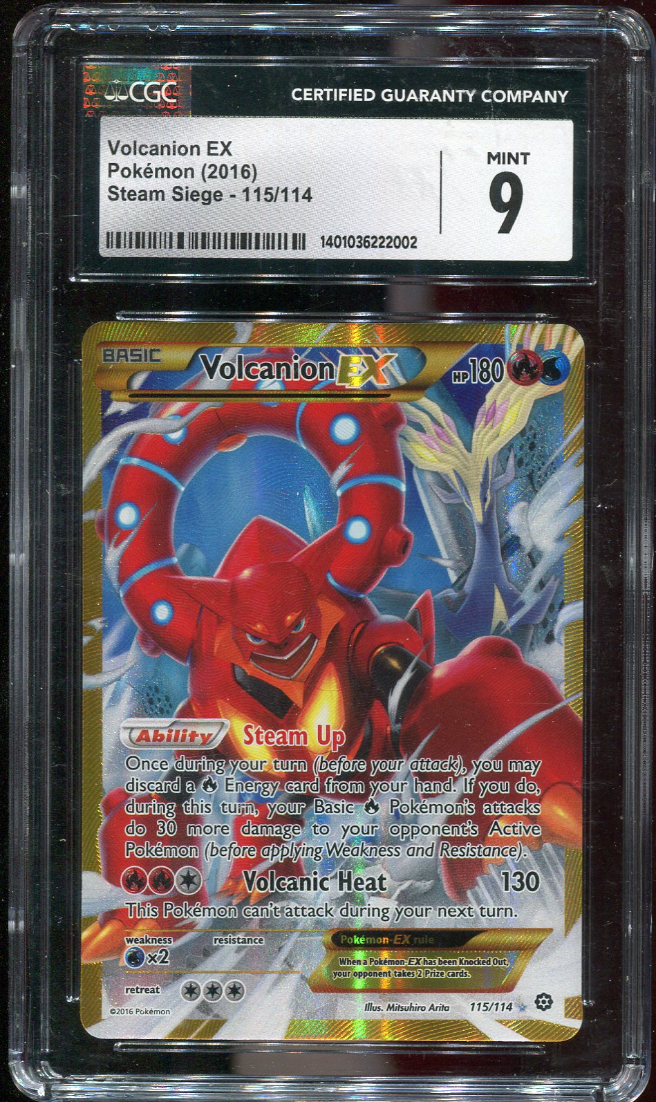 CGC 9 Volcanion EX 115/114 Steam Siege (slight scuffing on front & back)