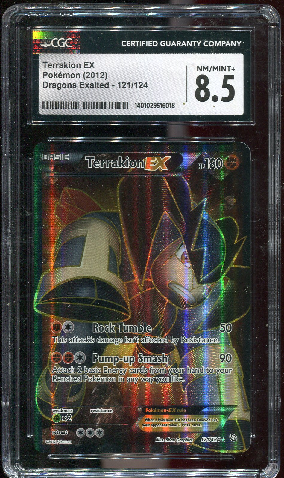 CGC 8.5 Terrakion EX 121/124 Dragons Exalted (slight scratches on front & back)