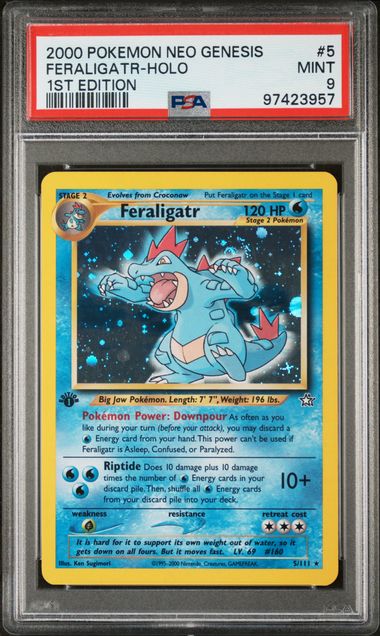 PSA 9 Feraligatr 5/111 Neo Genesis 1st Edition Holo 957
