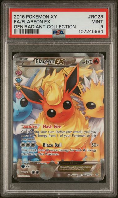 PSA 9 Flareon EX RC28/RC32 Generations Radiant Collection Full Art