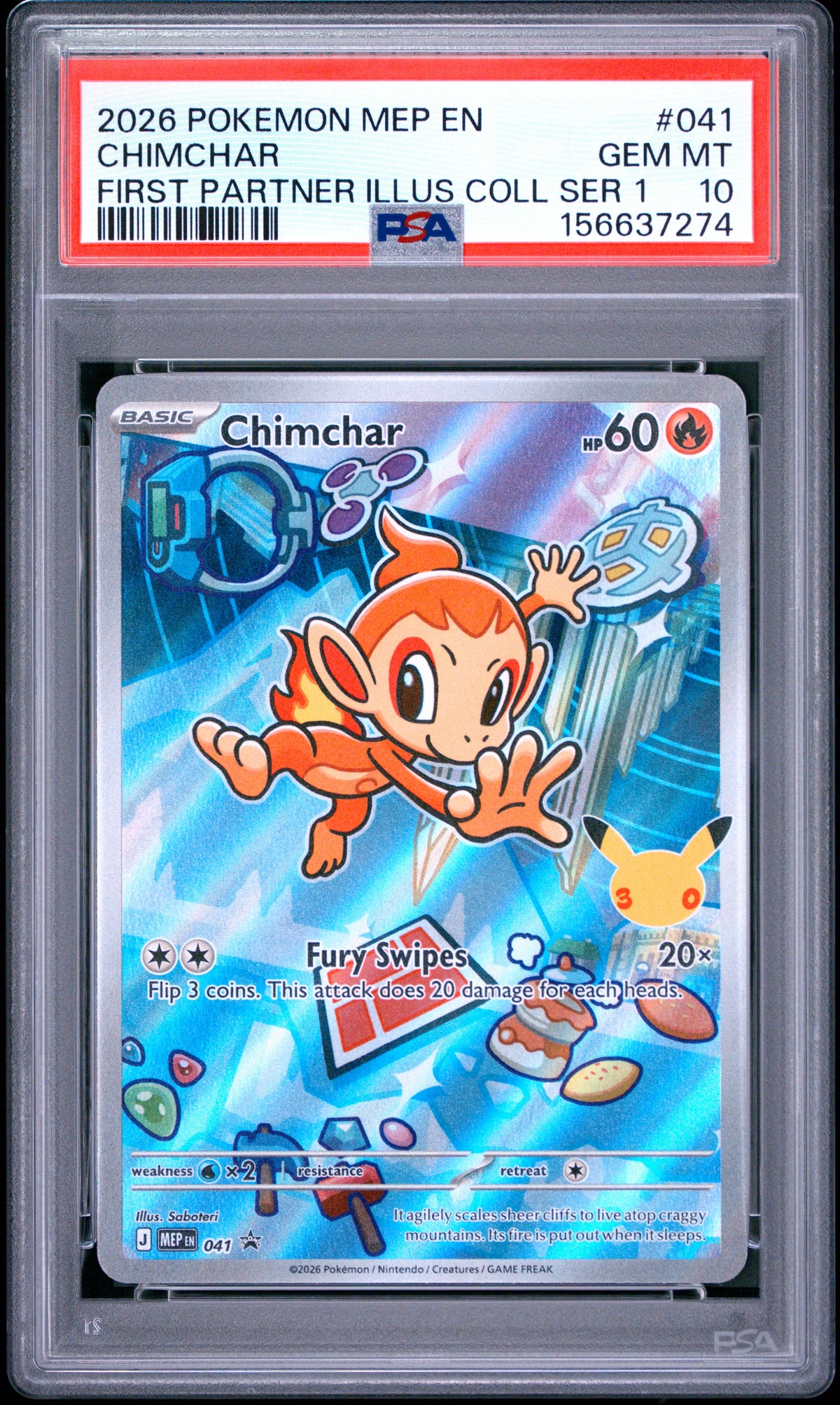 Chimchar 041 First Partner Illustration Collection Series 1 Pokemon PSA 10