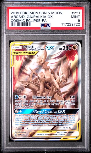 PSA 9 Arceus & Dialga & Palkia 221/236 Cosmic Eclipse Full Art