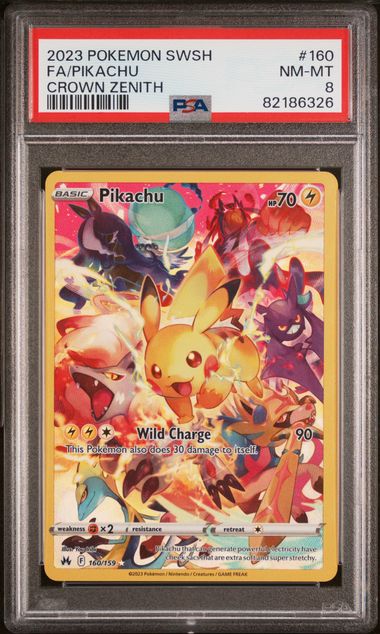 PSA 8 Pikachu 160/159 Crown Zenith Full Art