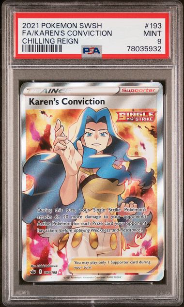 PSA 9 Karen's Conviction 193/198 Chilling Reign Full Art 932