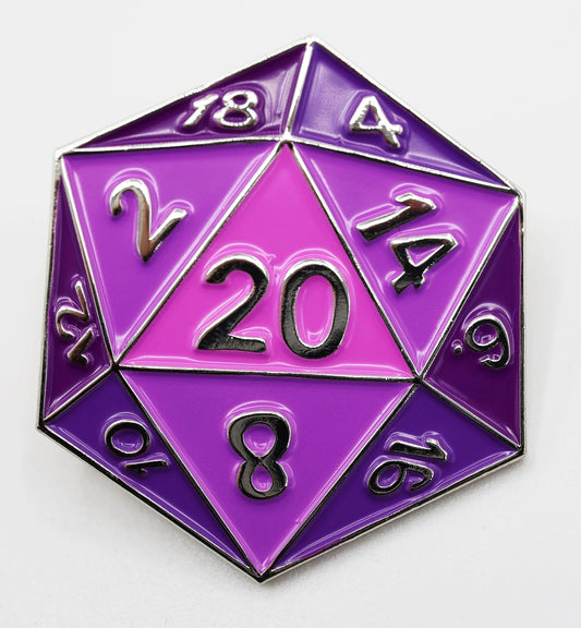 D&D Themed Enamel Pins - Purple D20