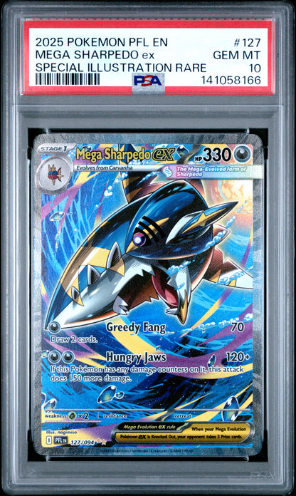 Mega Sharpedo EX 127/094 Special Illustration Rare Pokemon PSA 10