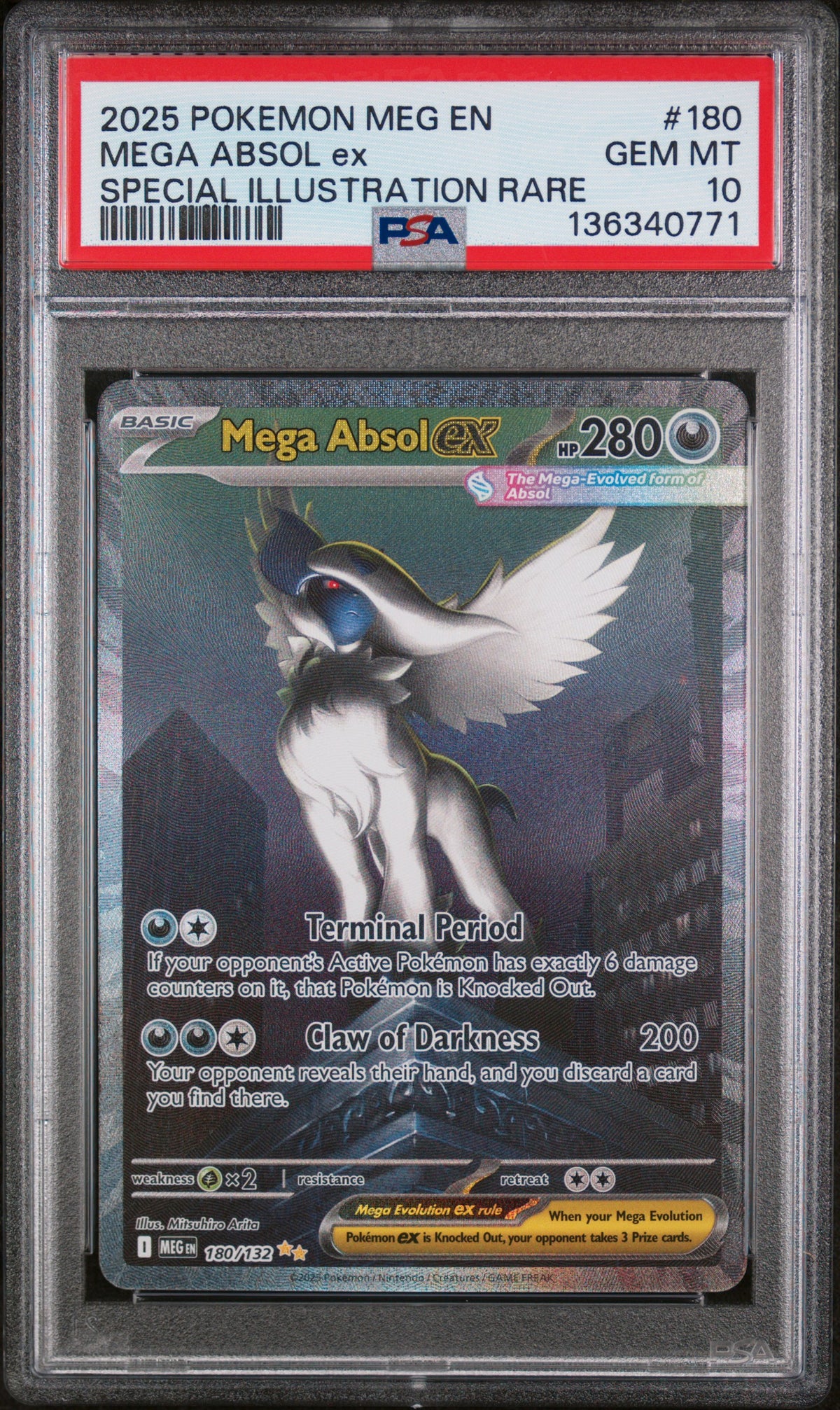Mega Absol EX 180/132 Special Illustration Rare Pokemon PSA 10