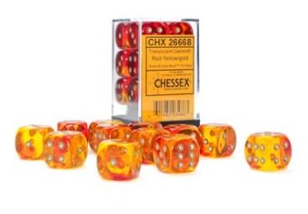 Chessex Gemini Translucent 16mm D6 12ct Dice Set