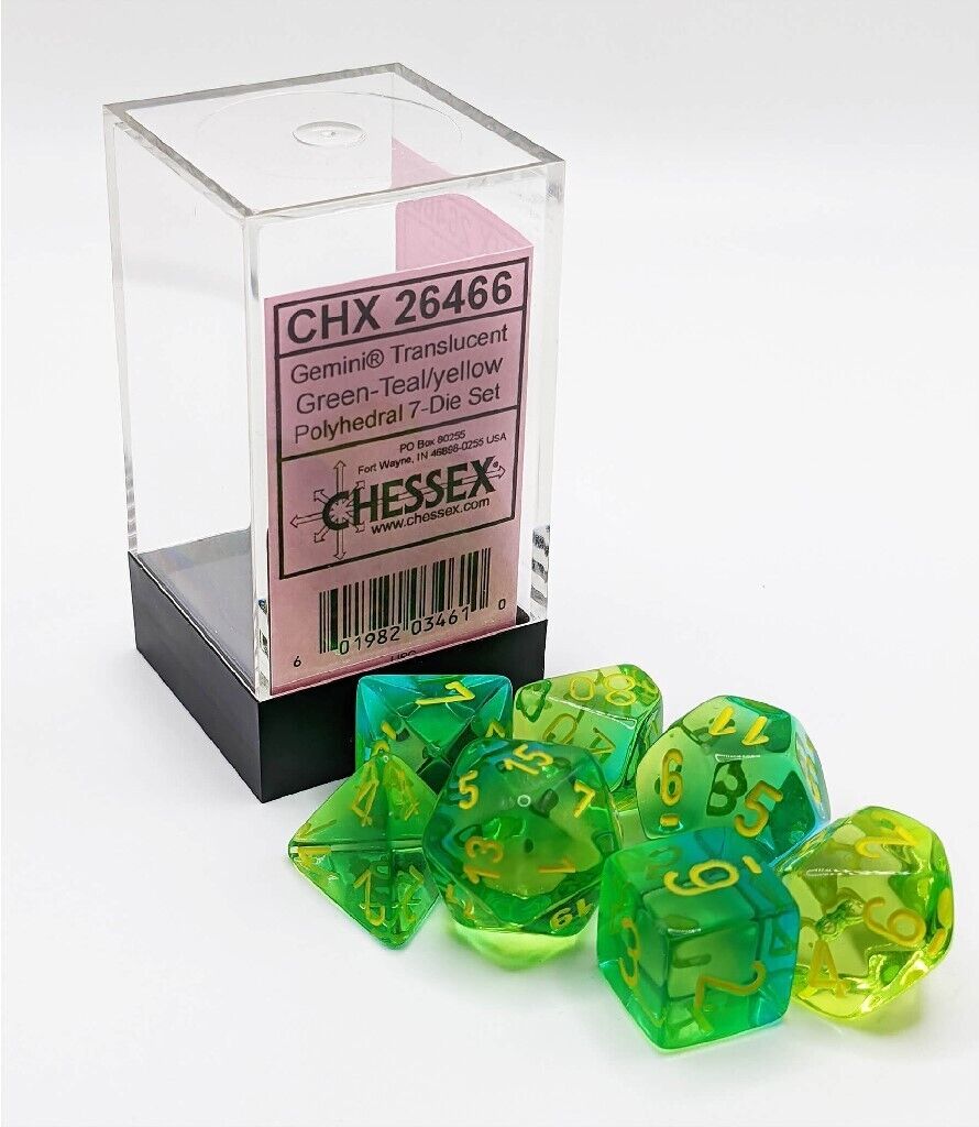 Chessex Gemini Translucent Polyhedral 7ct Dice Set