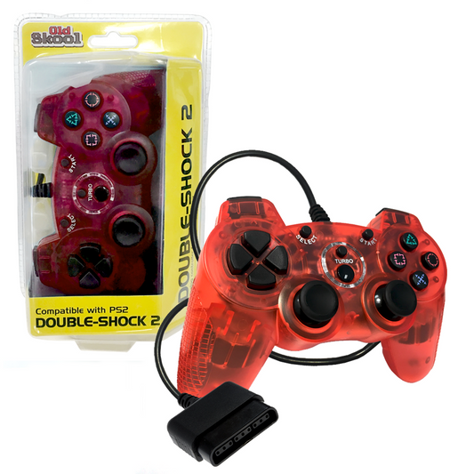 Red Old Skool PS2 Wired Double-Shock 2 Controller