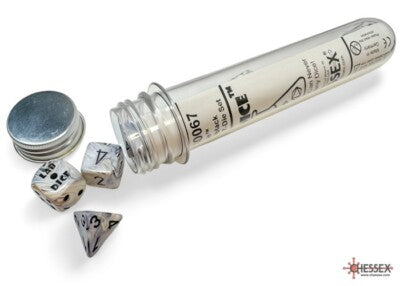 Chessex Lab Dice 7 Die Set Calcite w/ Black