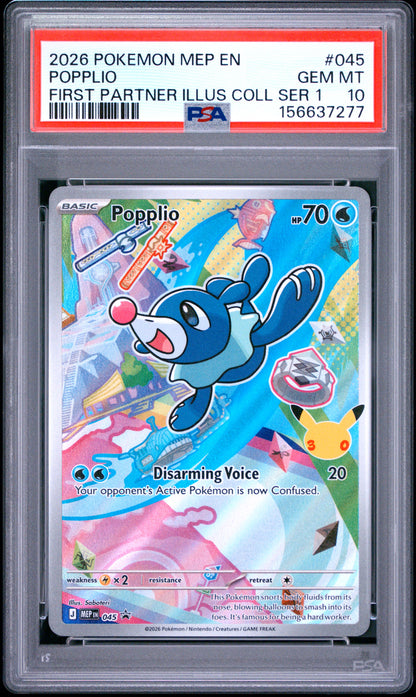Popplio 045 First Partner Illustration Collection Series 1 Pokemon PSA 10