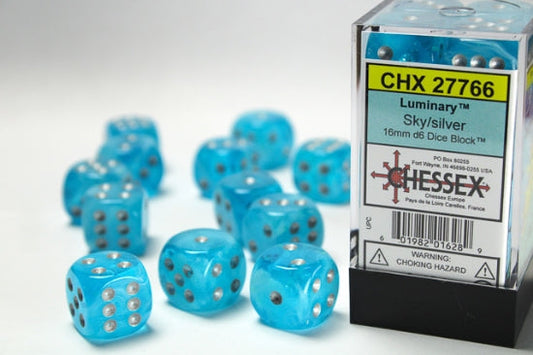 Chessex Luminary 16mm D6 12ct Dice Set