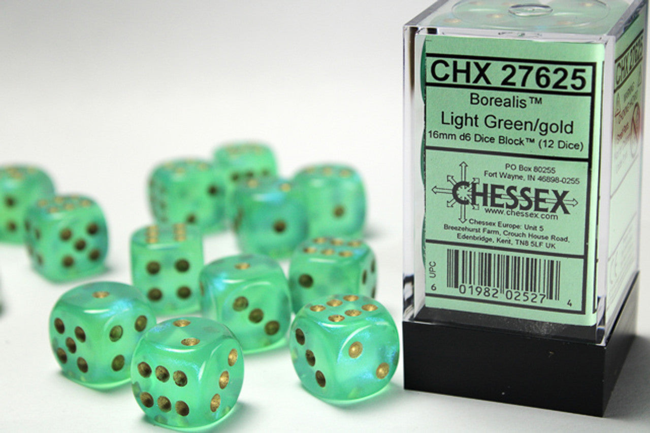 Chessex Borealis 16mm D6 12ct Dice Set