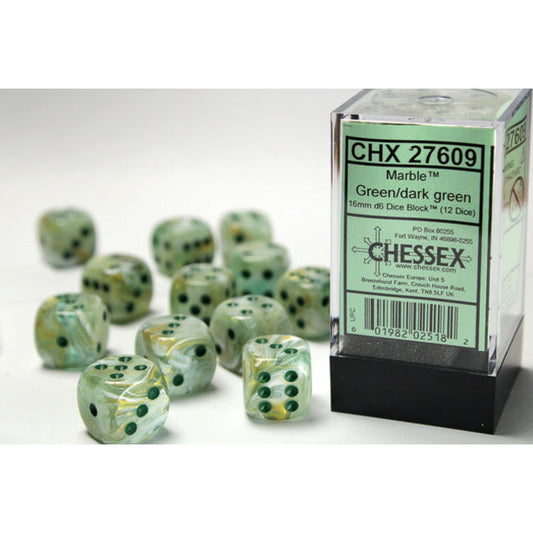 Chessex Marble 16mm D6 12ct Dice Set