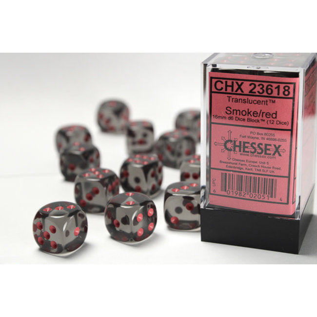 Chessex Translucent 16mm D6 12ct Dice Set